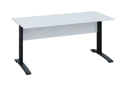 EPK 27 - 16 stůl kancelářský, kovová podnož černá, deska 25 mm, široký 1600 mm, bílá